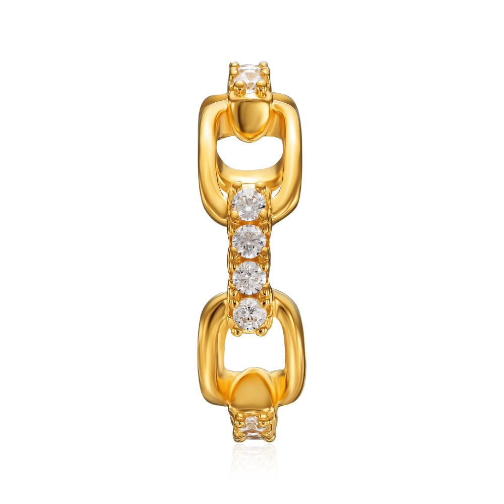 Срібна сережка-кафа з фіанітами. Артикул TE-1602-GOLD-E/20/1