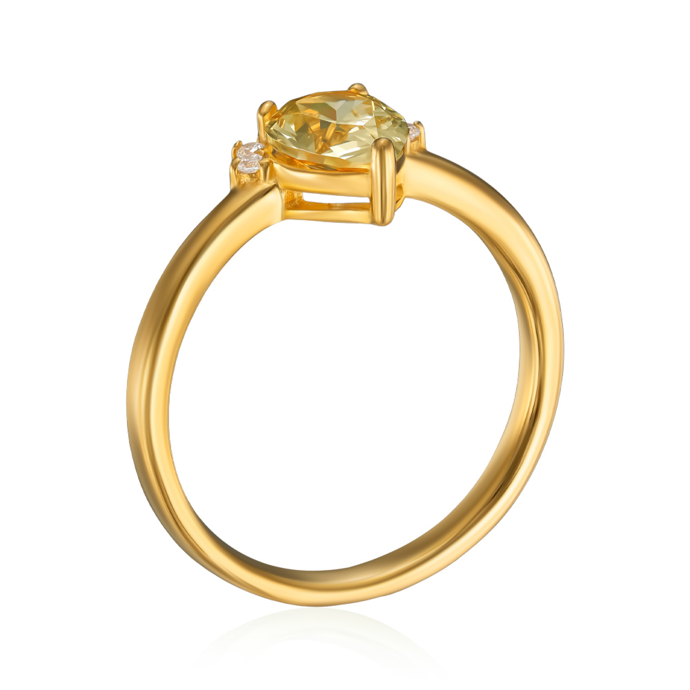 Срібна каблучка з фіанітами. Артикул TR-1039-Y-7-GOLD-R/20/2954