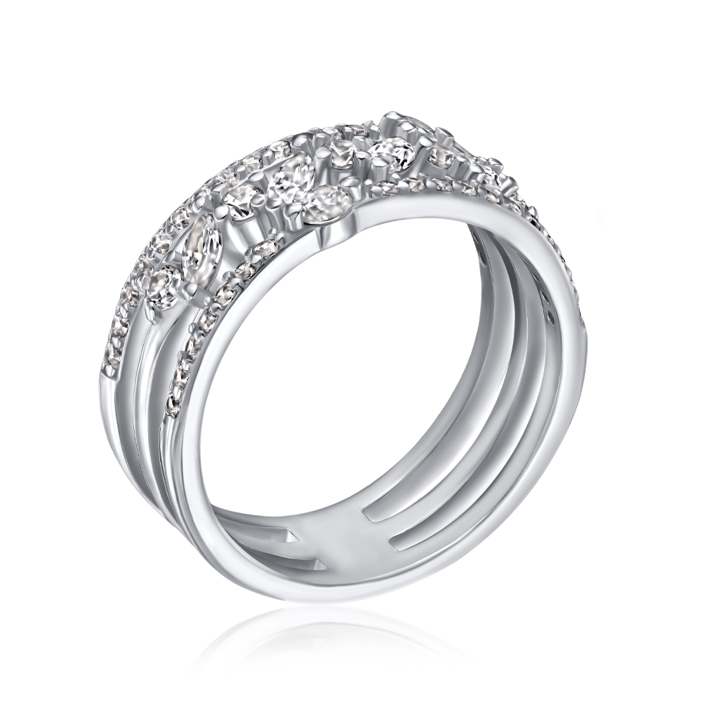 Серебряное кольцо с фианитами. Артикул TR-1522-7-S-R/12/1