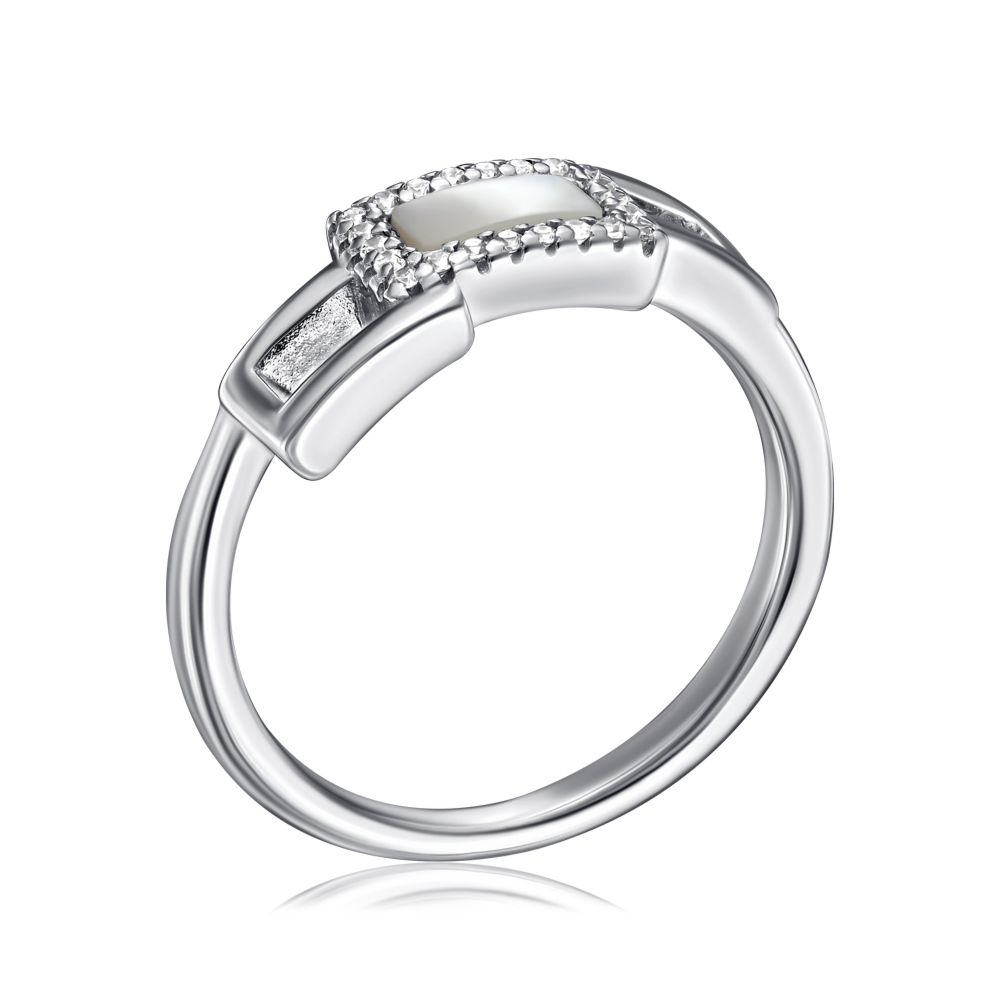 Серебряное кольцо с перламутром. Артикул TR-783-7-W-S-R/12/1090