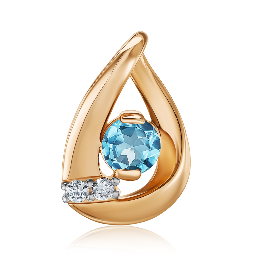 Золотая подвеска с топазом и фианитами 550143/01/1/5200