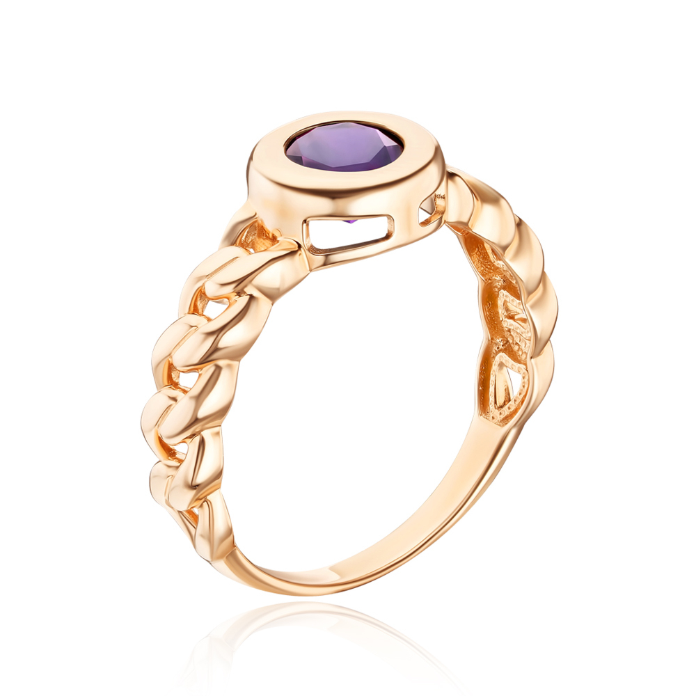 Золотое кольцо с аметистом 530498/01/0/6050