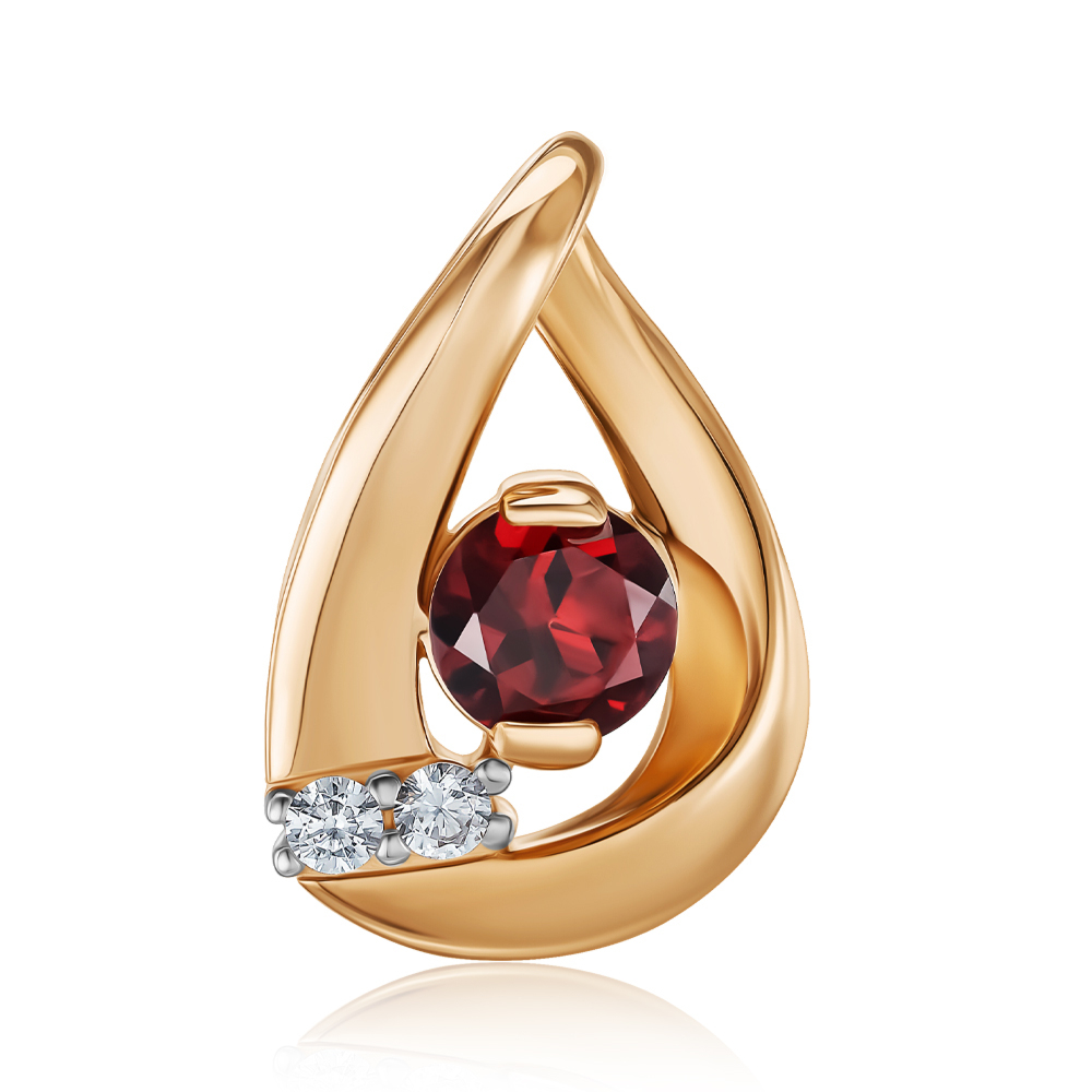 Золота підвіска з гранатом та фіанітами 550143/01/1/5116