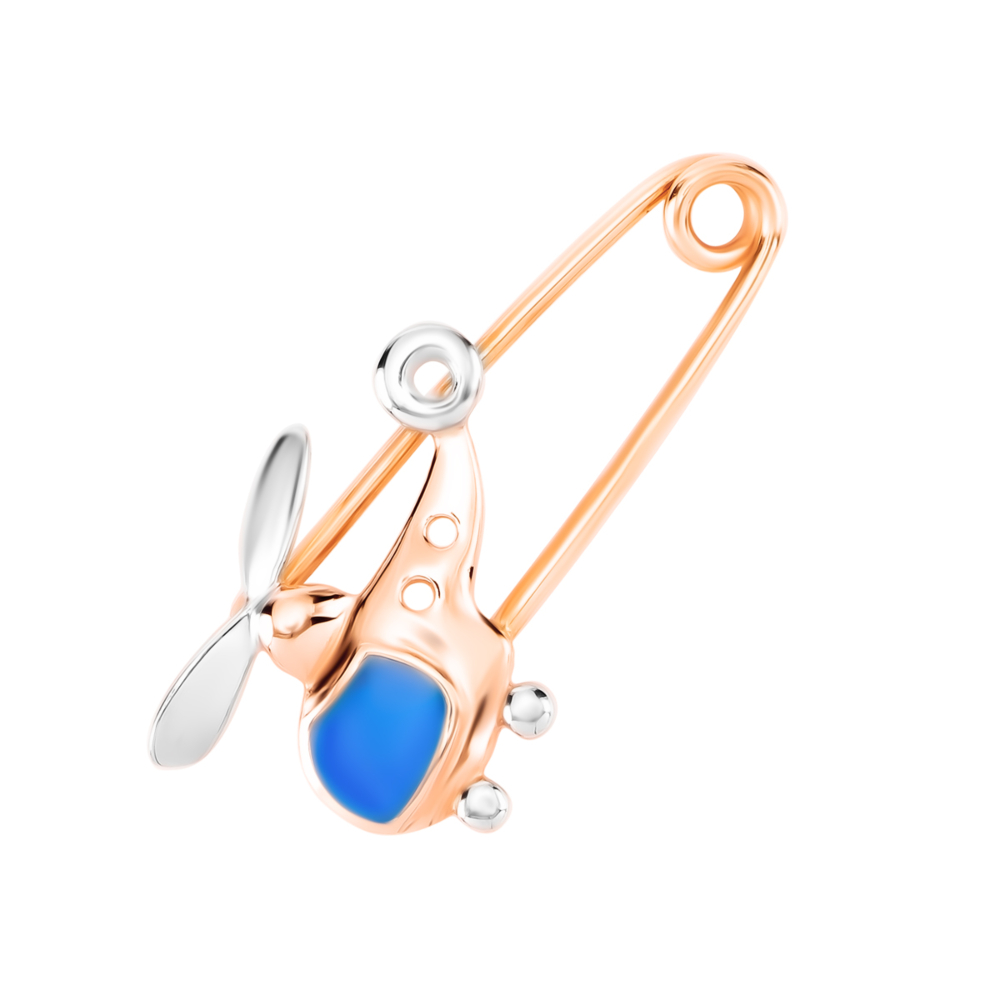 Золотая брошь-булавка Самолет. Артикул UG5БШ243и