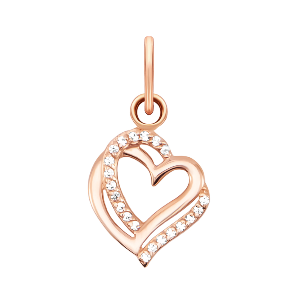 Золотая подвеска Сердце з фианитами. Артикул UG531/0463/00/01/01