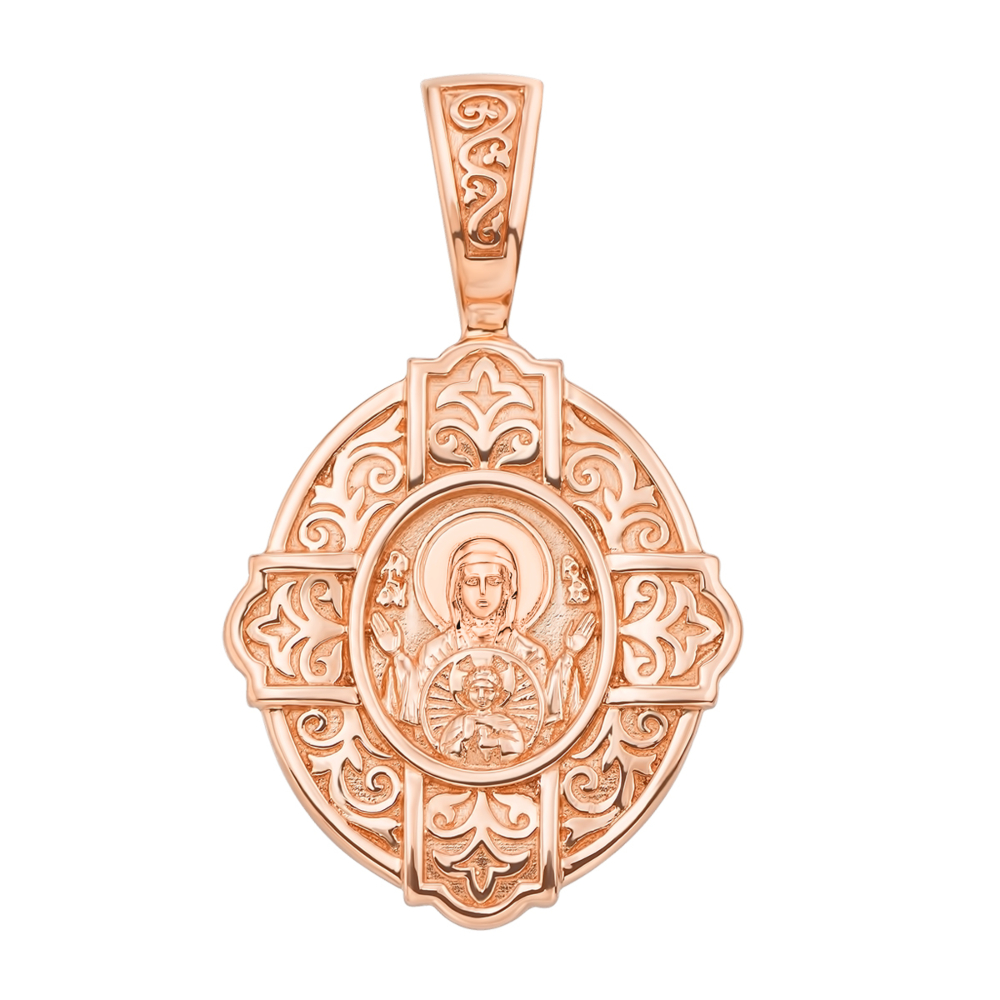 Золотая подвеска-иконка Божией Матери «Знамение». Артикул 31545