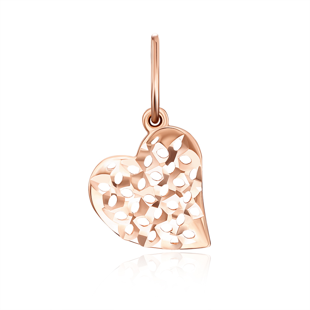 Золотая подвеска «Сердце» с алмазной гранью. Артикул 3740