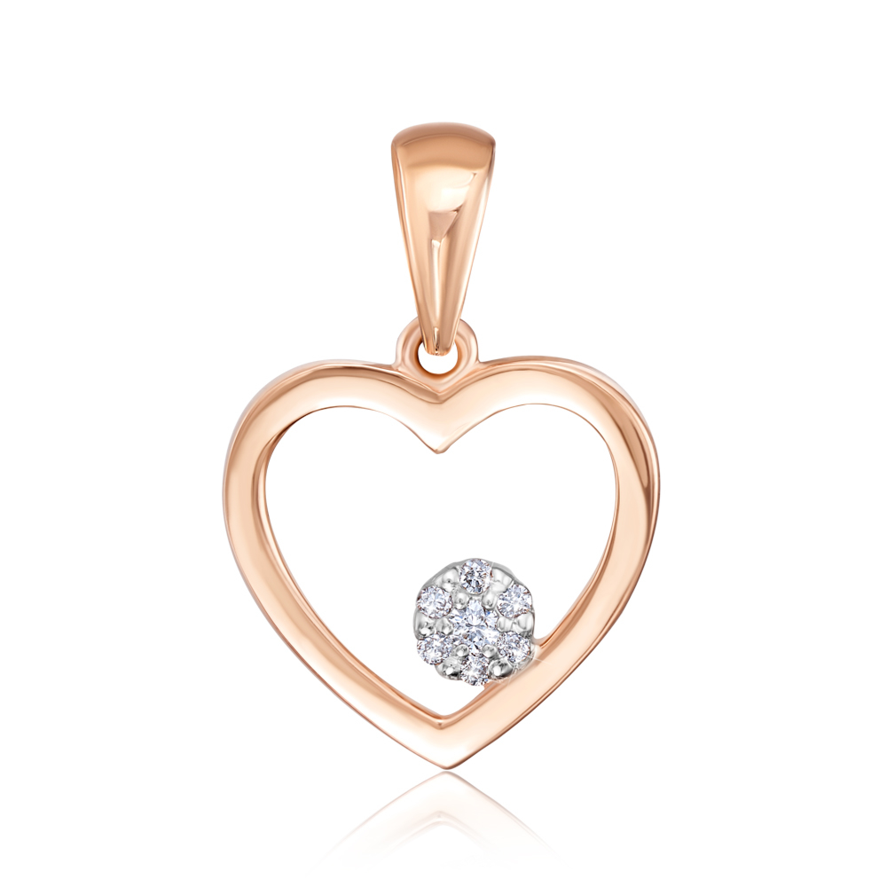 Золотая подвеска «Сердце» с бриллиантами. Артикул 53908/1.5