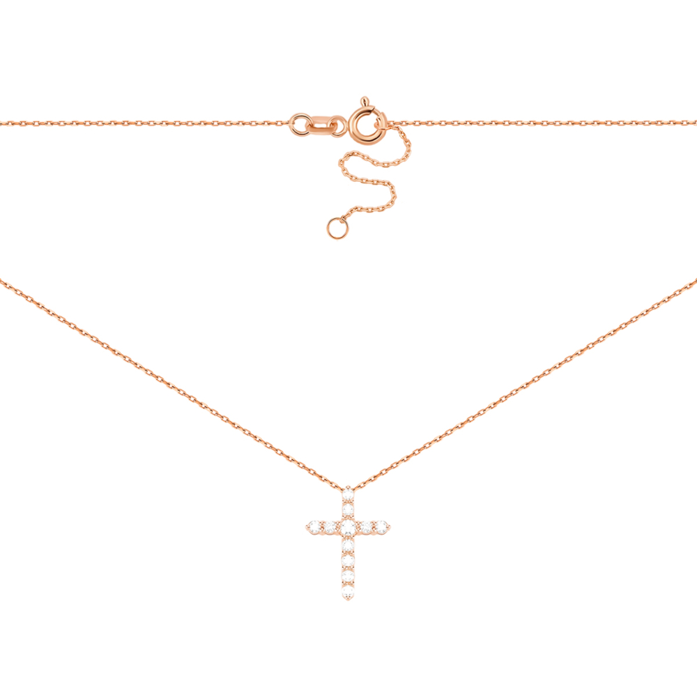 Золотое колье Крестик с бриллиантами. Артикул UG54111012101 D