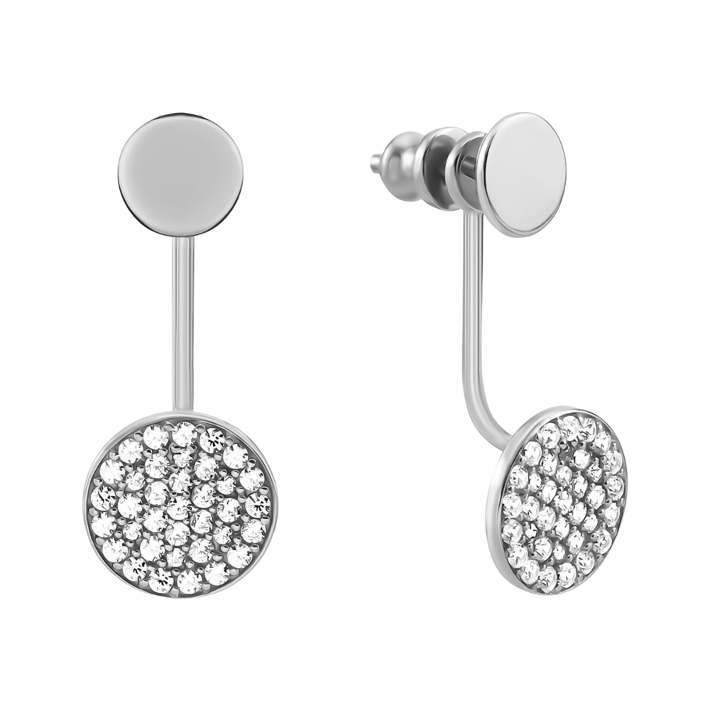 Золотые пусеты 2 в 1 с фианитами. Артикул UG5210557010201