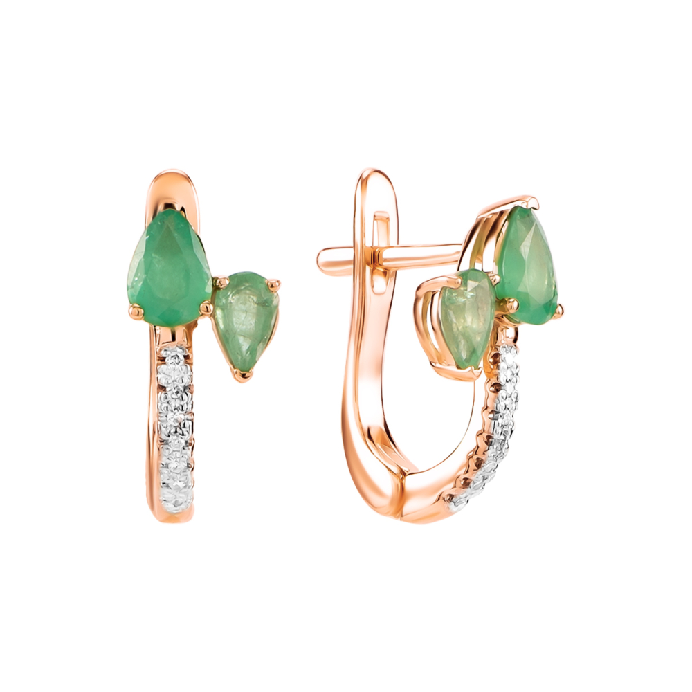 Золоті сережки зі смарагдами і діамантами. Артикул UG523485EMD