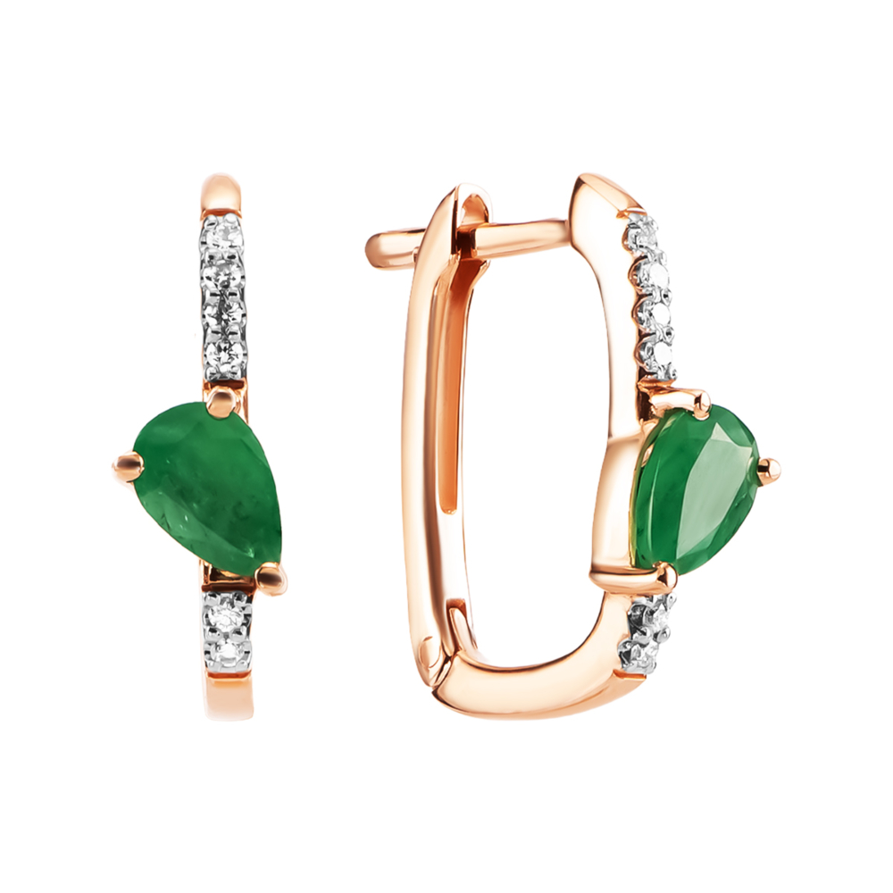 Золотые серьги с изумрудом и бриллиантами. Артикул UG523504EMD