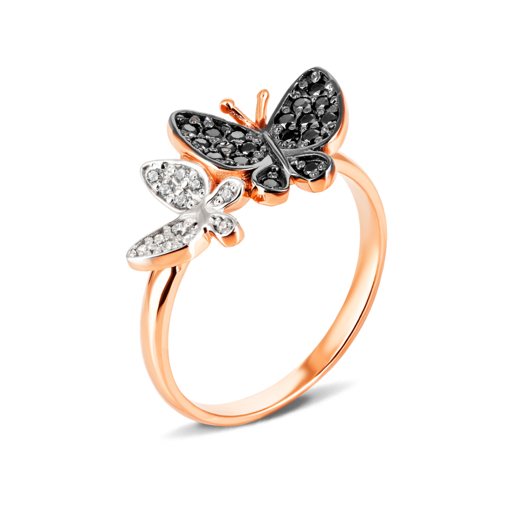 Золотое кольцо Бабочки с фианитами. Артикул UG5КД2068