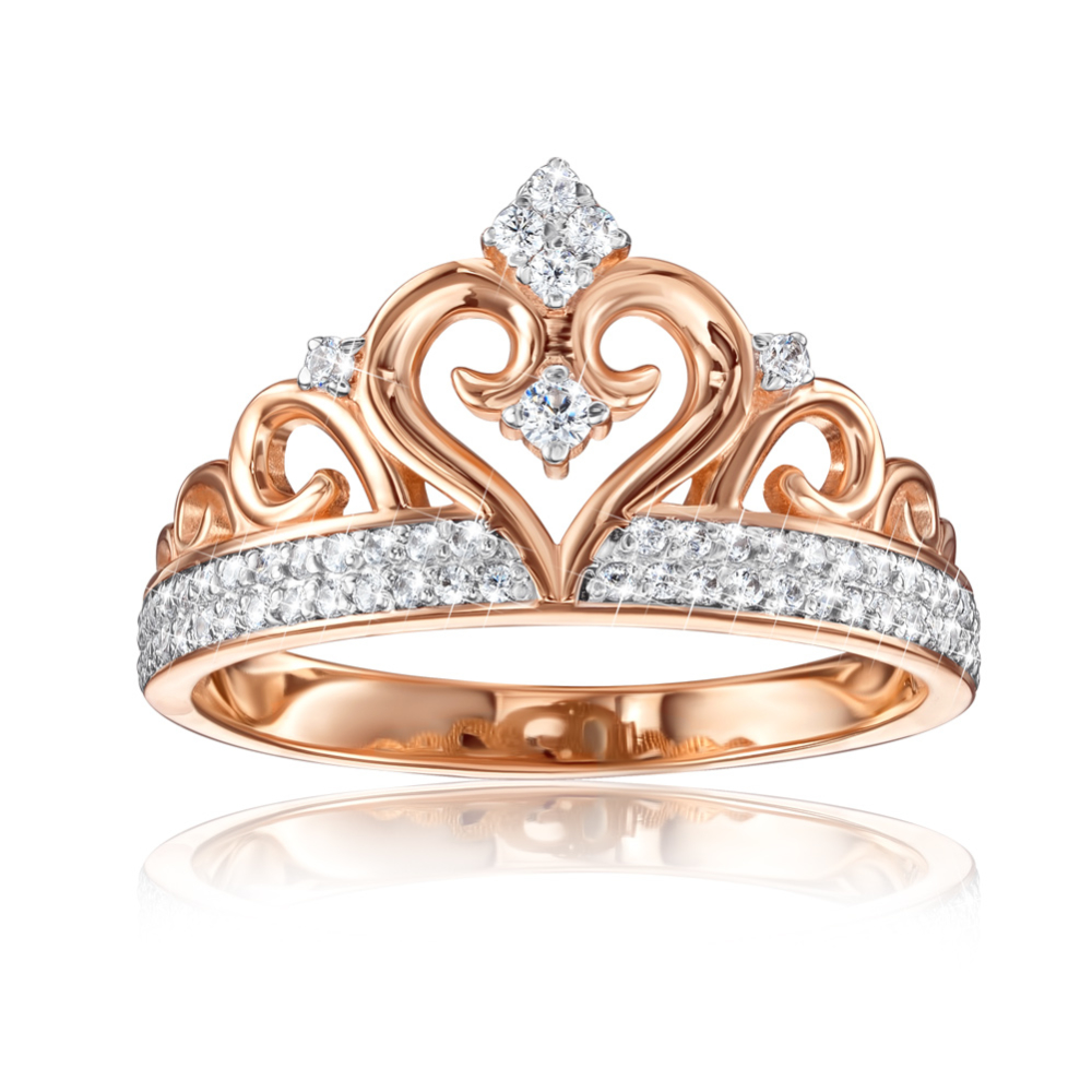 Золотое кольцо «Корона» с фианитами. Артикул 13226/01/1/2962