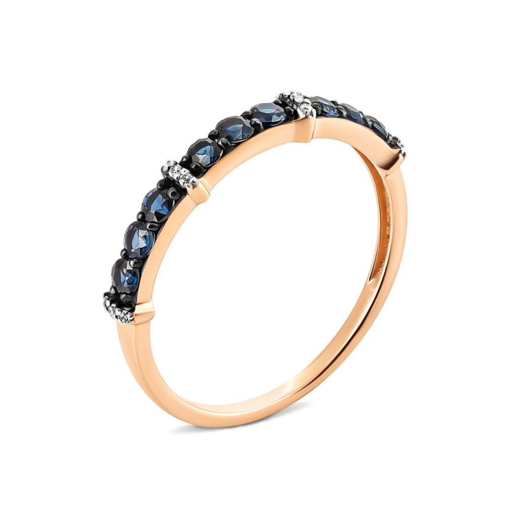 Золотое кольцо с бриллиантами и сапфирами. Артикул UG553585/01/1/10380