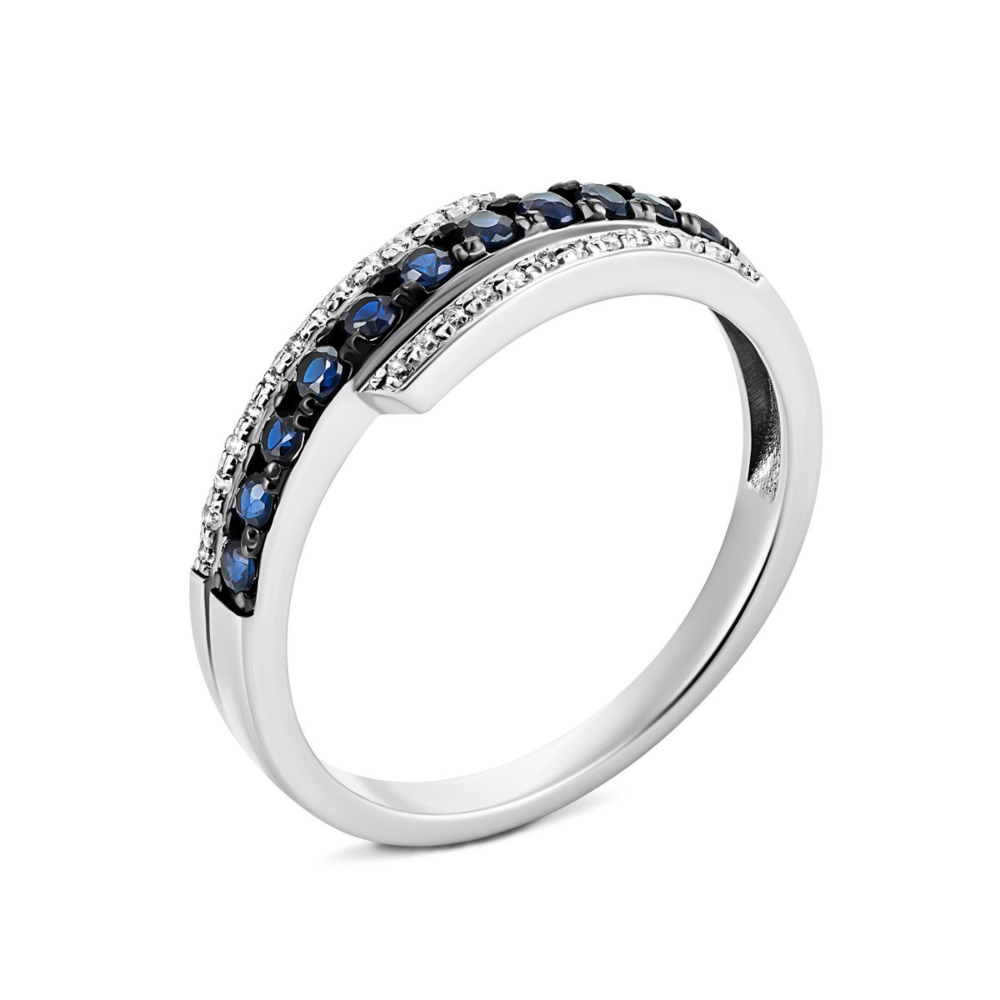 Золотое кольцо с бриллиантами и сапфирами. Артикул UG553590/02/1/10356