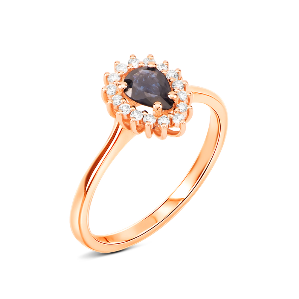 Золотое кольцо с бриллиантами и сапфиром. Артикул UG51111020201 D sap