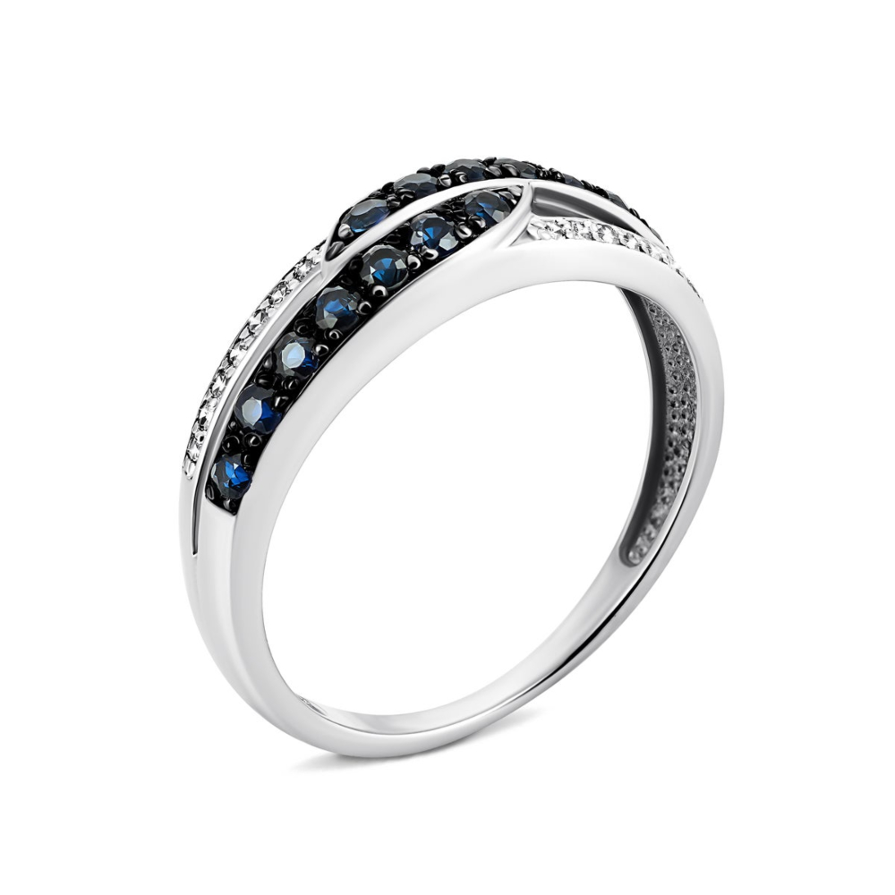 Золотое кольцо с бриллиантами и сапфирами. Артикул UG553542/02/1/10259