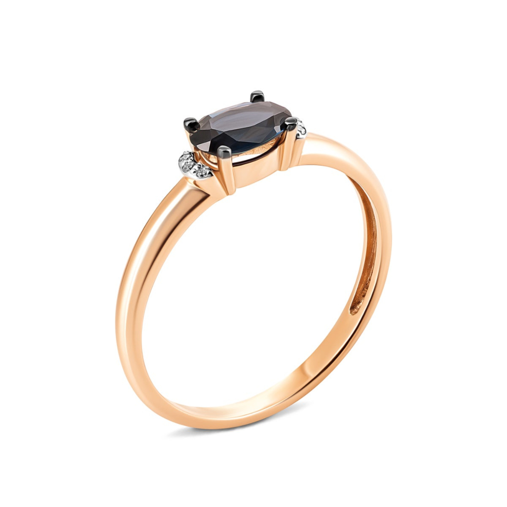 Золотое кольцо с бриллиантами и сапфиром. Артикул UG553543/01/1/8121