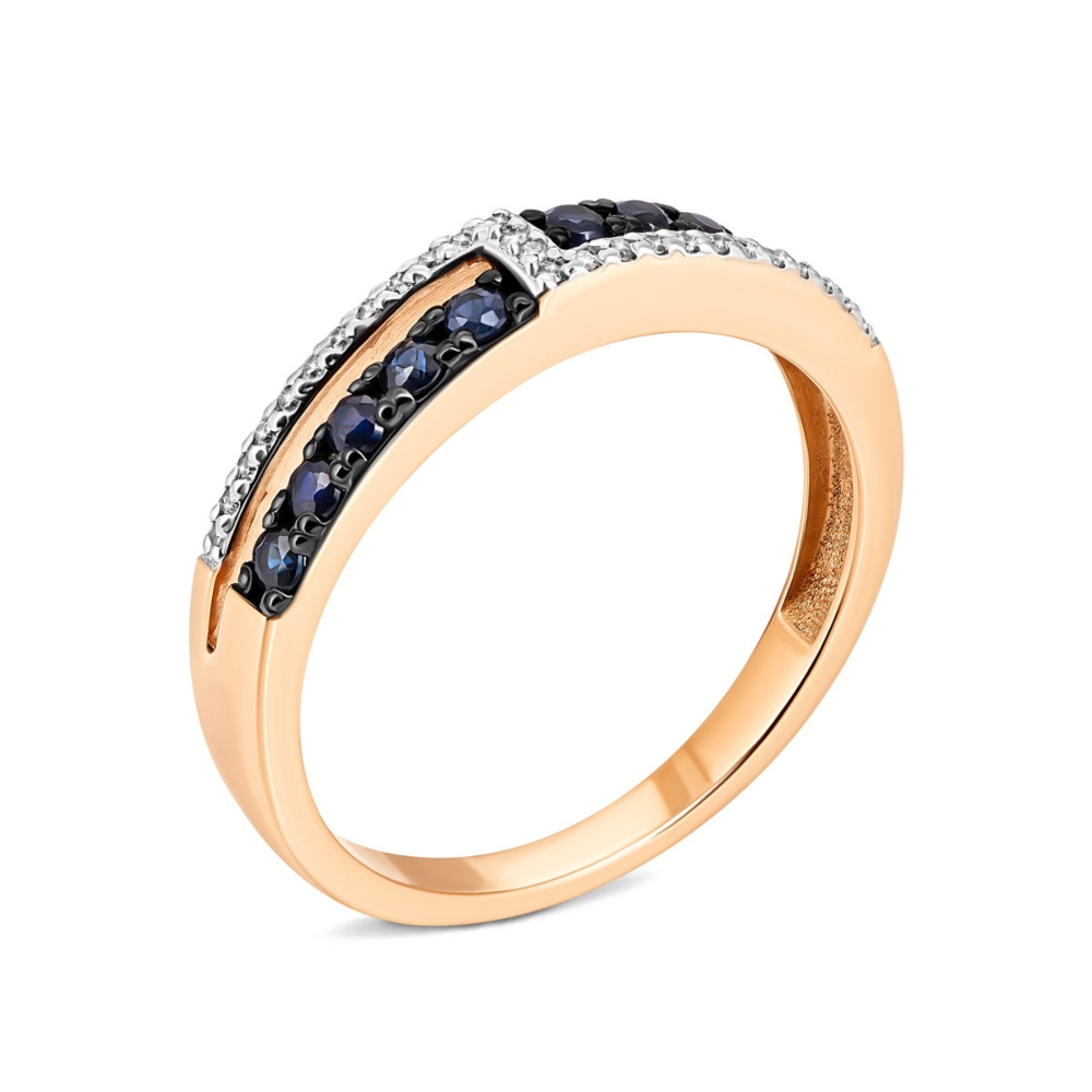 Золотое кольцо с бриллиантами и сапфирами. Артикул UG553594/01/1/10356