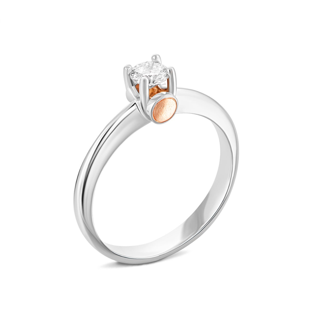 Золотое кольцо с бриллиантом. Артикул UG5880549/2-бел