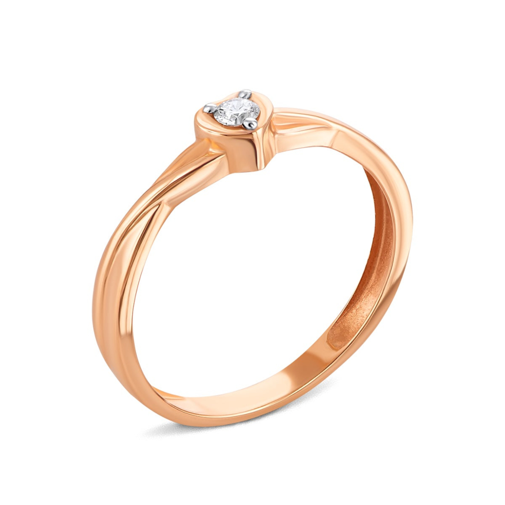 Золотое кольцо с бриллиантом. Артикул UG5К1086