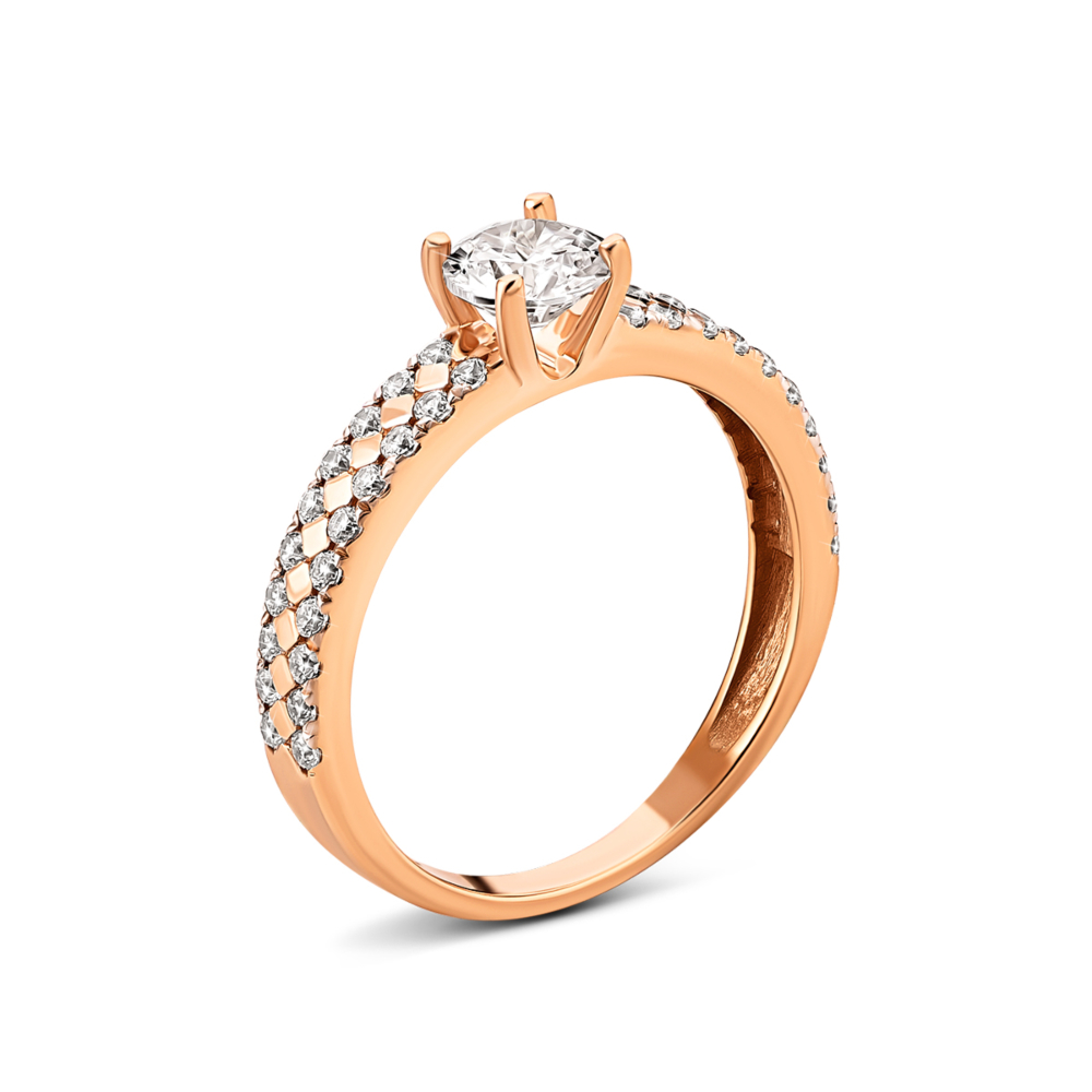Золотое кольцо с фианитами.Артикул UG5119087610101
