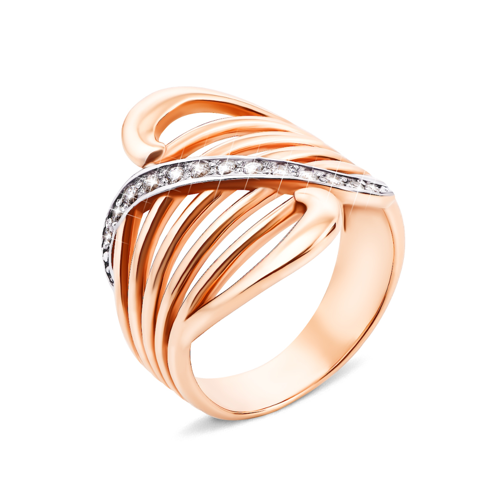 Золотое кольцо с фианитами (12640)