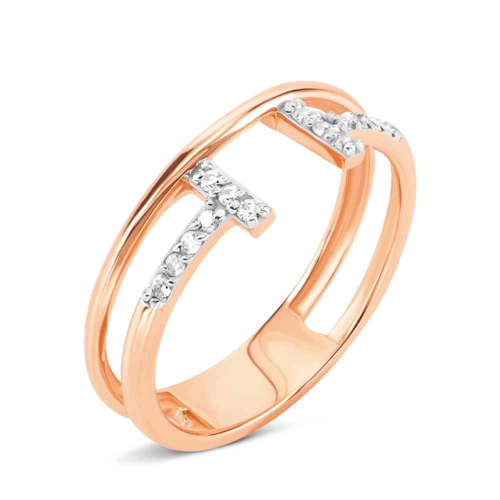 Золота каблучка з фіанітами. Артикул UG5КД 072