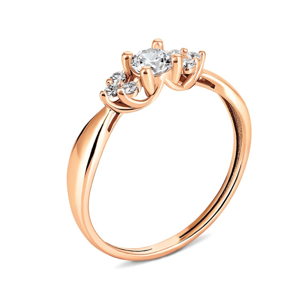 Золота каблучка з фіанітами Royal​ Zirconia.Артикул UG5КД4253 Royal