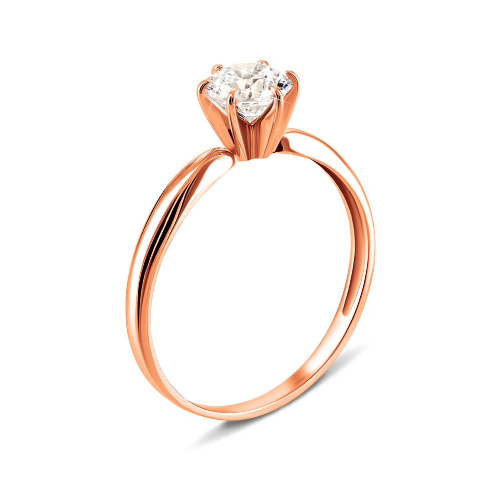 Золотое кольцо с фианитом S​ Zirconia. Артикул UG5КД4006 Sw