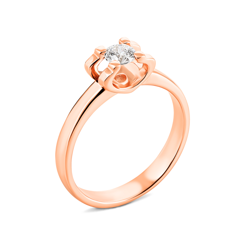 Золотое кольцо с фианитом S​ Zirconia. Артикул UG5КД4215 Sw