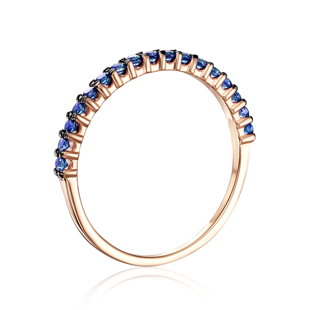 Золотое кольцо с синими фианитами. Артикул 13248/01/1/1280