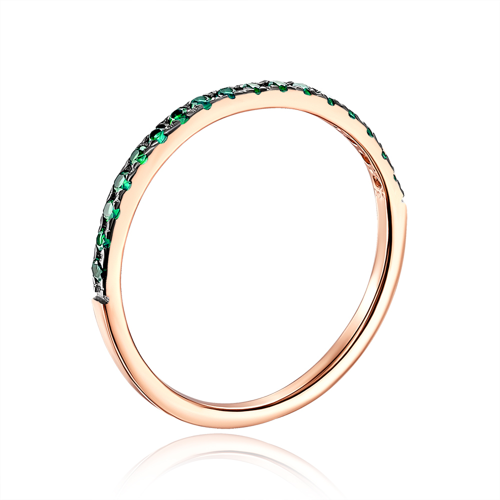 Золотое кольцо с зелеными фианитами. Артикул 13335/01/1/1443