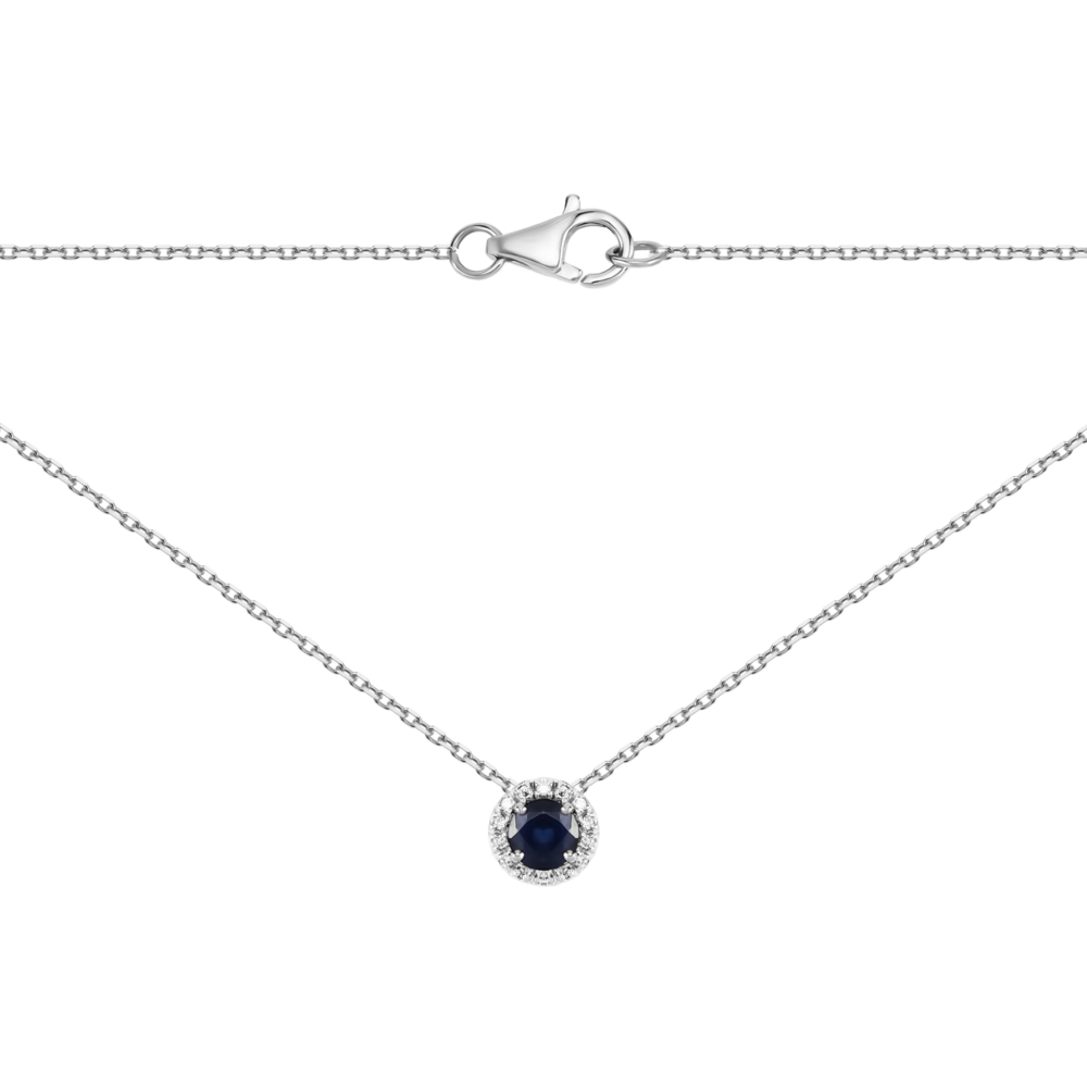 Золотое колье с сапфиром и бриллиантами. Артикул UG580176/1SAPH