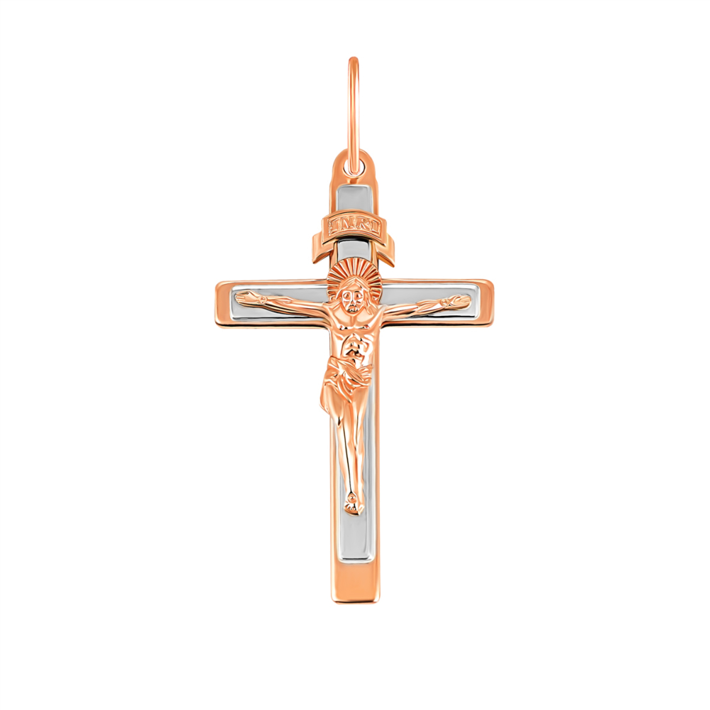 Золотой крестик. Распятие Христа. Артикул UG5115-АК НВ