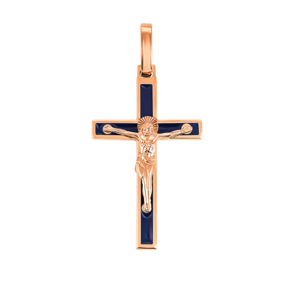 Золотой крестик с эмалью. Артикул UG5115-кэ