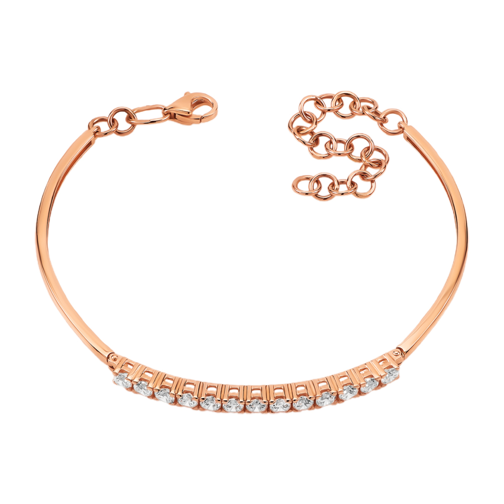 Золотий жорсткий браслет з фіанітами Tesori. Артикул UG57120/01/0/4035