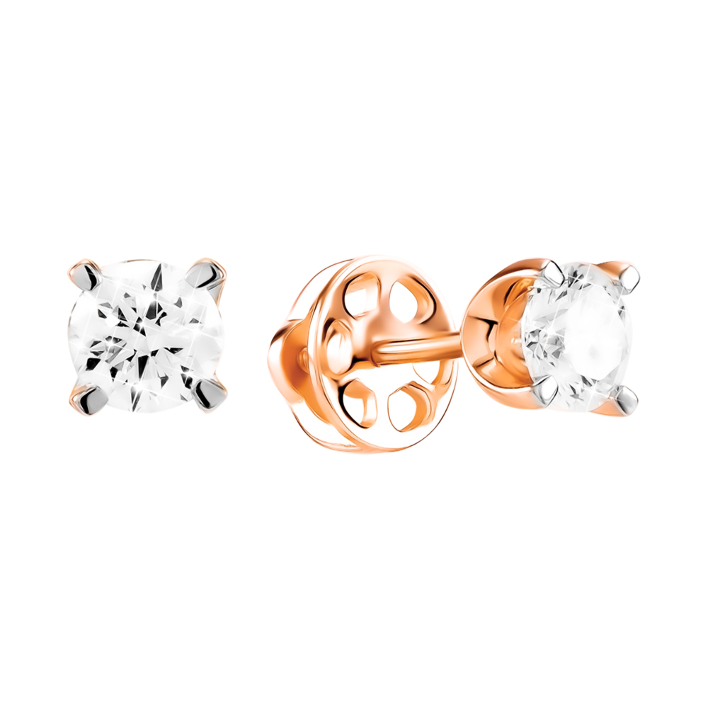 Золотые пусеты с бриллиантом. Артикул UG52112467201