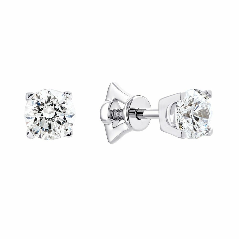 Золотые пуссеты с фианитами Royal​ Zirconia.Артикул UG5С4001/1G Royal
