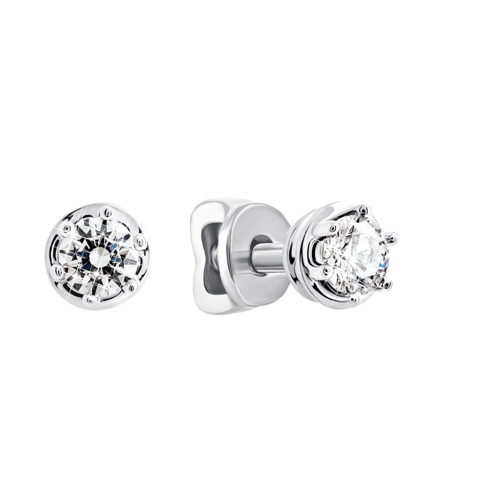 Золотые пуссеты с фианитами Royal Zirconia.Артикул UG5С4095/1G Royal