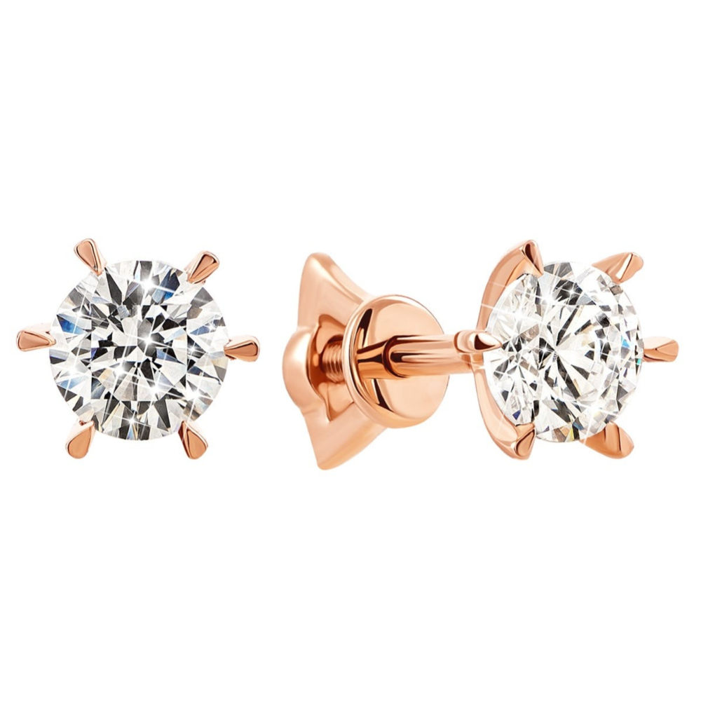 Золотые пуссеты с фианитами Royal Zirconia.Артикул UG5С4006G Royal   
