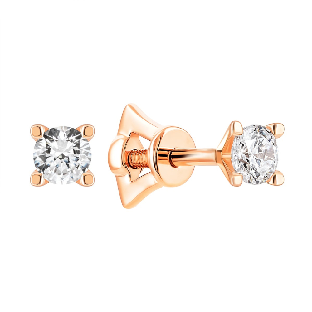 Золотые пуссеты с фианитами Royal Zirconia.Артикул UG5С4010G Royal