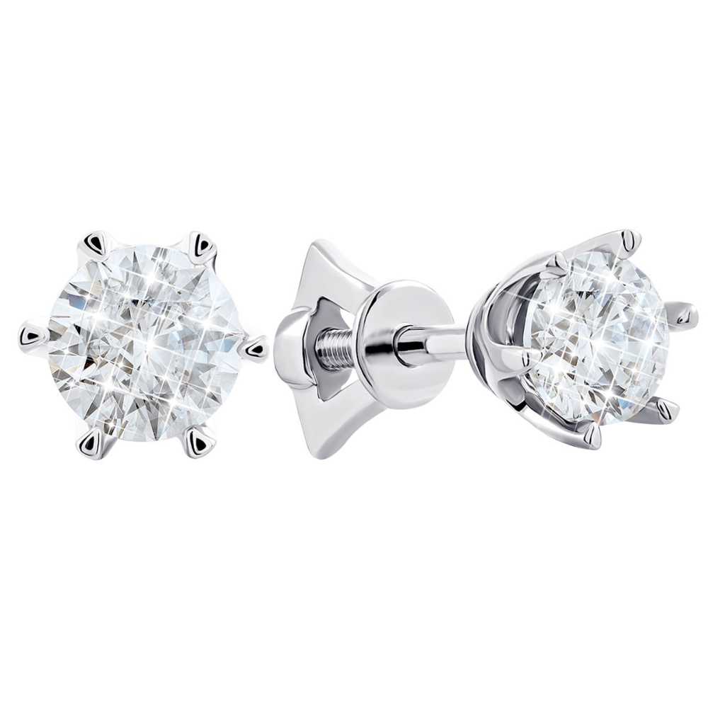 Золотые пуссеты с фианитами Royal​ Zirconia. Артикул UG5С4096/1G Royal