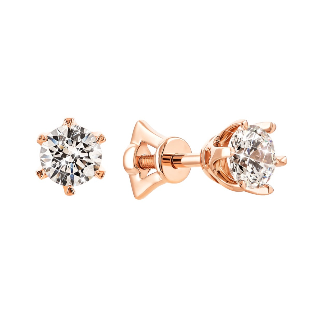 Золоті пусети з фіанітами Royal​ Zirconia. Артикул UG5С4096G Royal