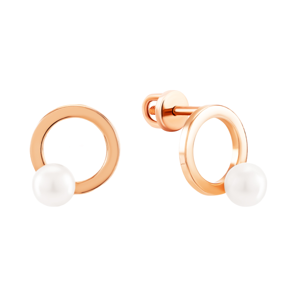 Золоті пусети з перлиною. Артикул UG5210989510101п