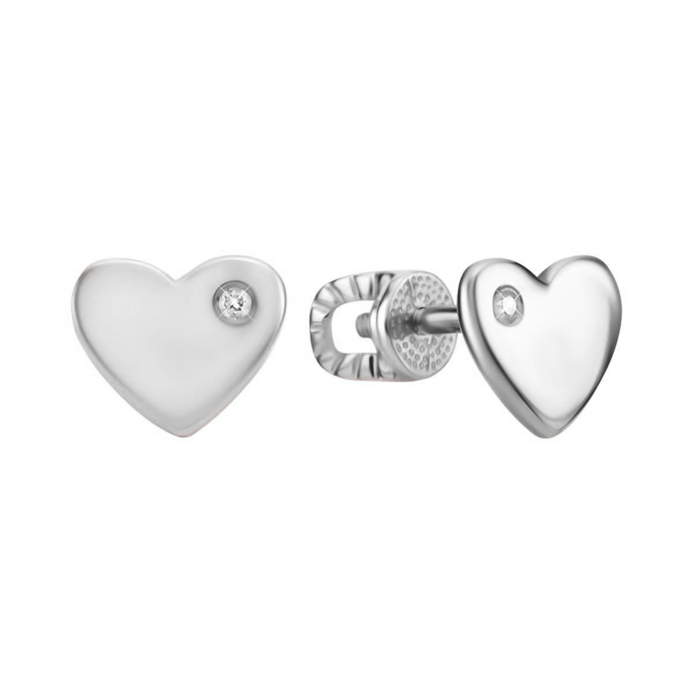 Золоті пусети Серце з фіанітом. Артикул UG521/0171/02/01/02