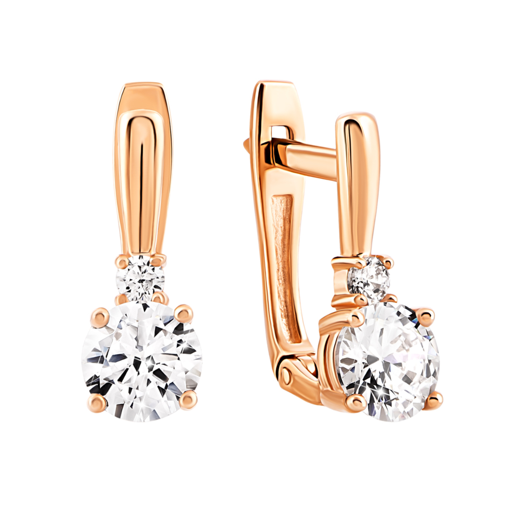Золотые серьги с фианитами.Артикул UG5213271