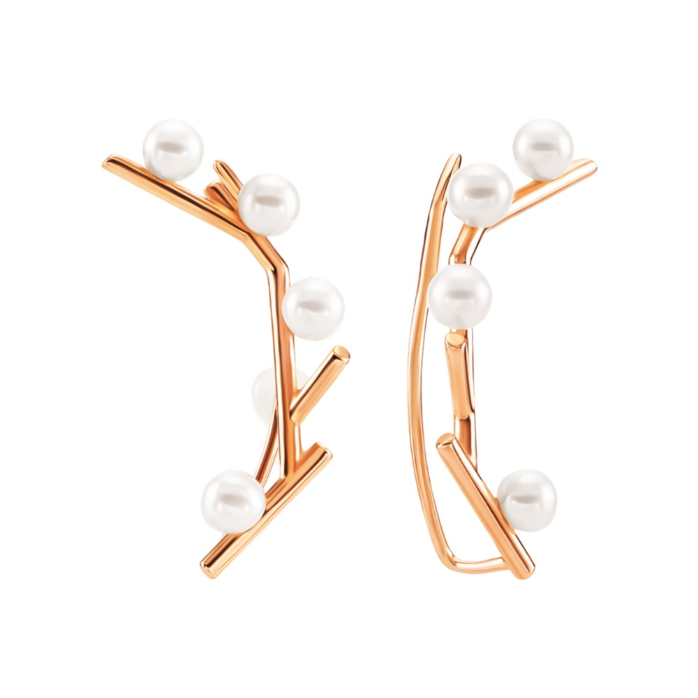 Золоті сережки-кафи з перлами. Артикул UG5211135710101п