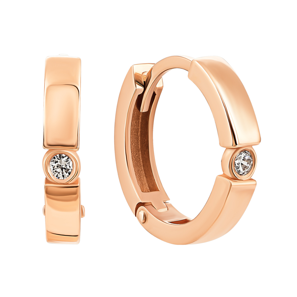 Золотые серьги-конго с фианитами S​ Zirconia . Артикул UG5С4263Sw